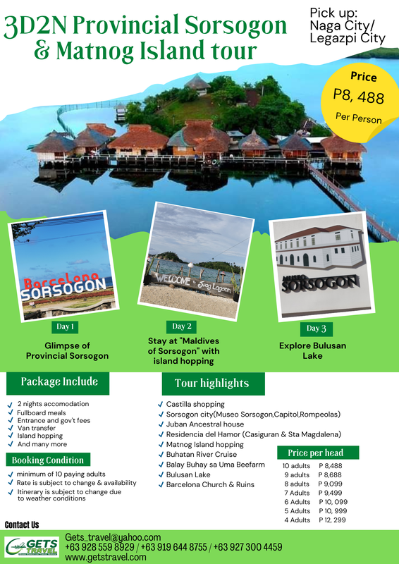 GETS Travel 3d2n Provincial Sorsogon & Matnog Island Tour